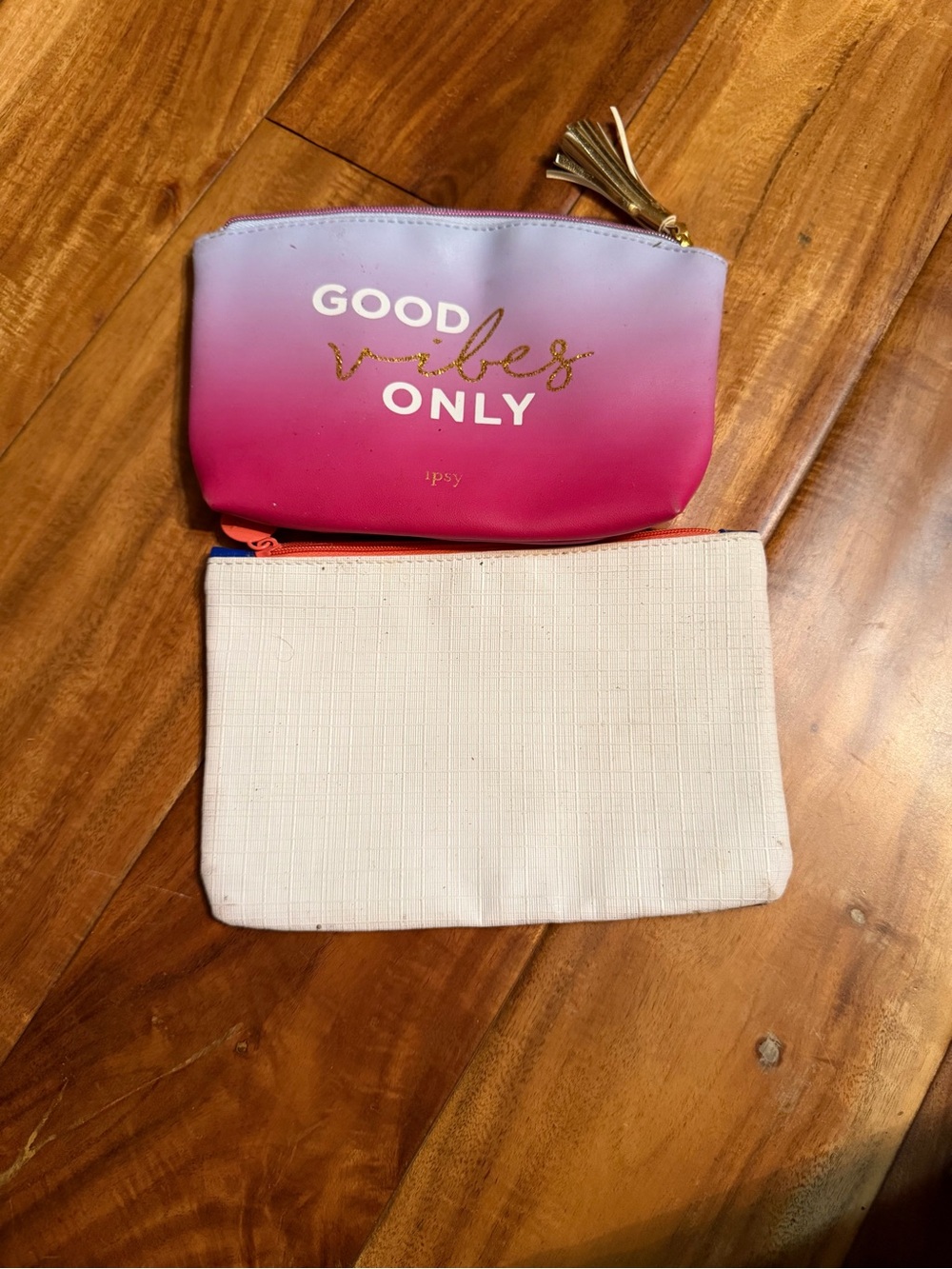 Two small Ipsy cosmetic travel bags